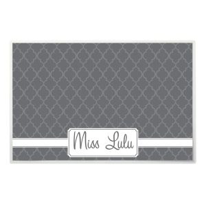 Custom Personalization Solutions Gray Food and Water Personalized Laminated for Pets