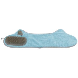 Pet Life 'Bryer' Blue 2-in-1 Hand-Inserted Microfiber Pet Grooming Towel and Brush