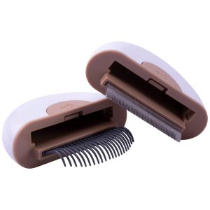 Pet Life 'LYNX' Brown 2-in-1 Travel Connecting Grooming Pet Comb and Deshedder