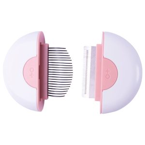 Pet Life 'LYNX' Pink 2-in-1 Travel Connecting Grooming Pet Comb and Deshedder