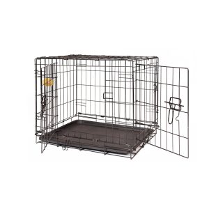 KennelMaster Black Folding Dog Crate with 2 Doors