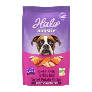 Halo Holistic Complete Digestive Health Grain & Cage-Free Turkey and Sweet Potato Recipe, Adult Formula Dry Dog Food