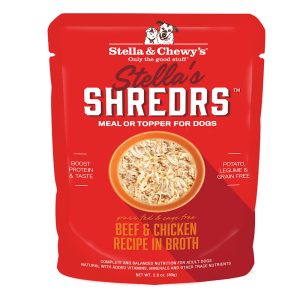 Stella & Chewy's Shredrs Grass Fed & Cage Free Beef & Chicken Recipe in Broth Wet Dog Food