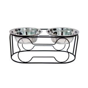 YML Wrought Iron Stand with Stainless Steel Double Dog Bowl