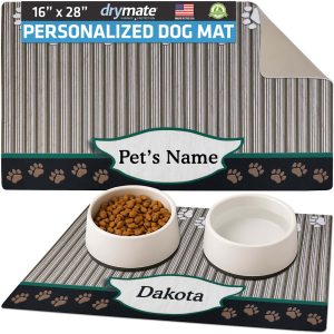 Drymate Green Tan Paw Personalized Pet Feeding Mat