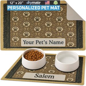 Drymate Brown Paw Braid Personalized Pet Feeding Mat