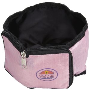 Pet Life Pink Wallet Travel Pet Bowl