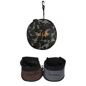 Pet Life Green Double Food and Water Travel Pet Bowl