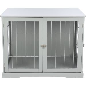 TRIXIE Grey Wooden Wire Crate Pet Home End Table