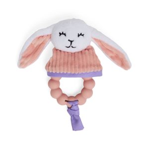 Leaps & Bounds Plush Bunny Chew Teething Ring Puppy Toy in Assorted Colors