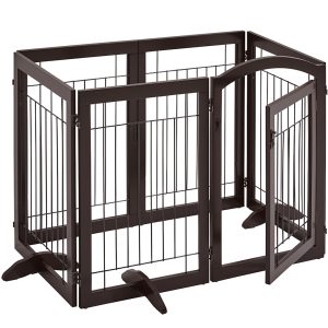 Topeakmart Espresso 6-Panel Pet Gate
