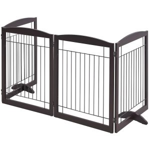 Topeakmart Espresso 4-Panel Pet Gate