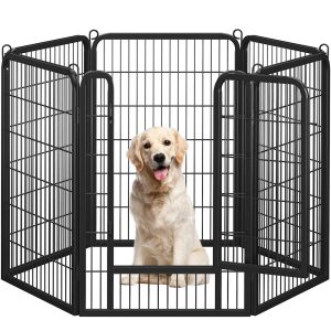 Topeakmart Black 6 Panels Metal Dog Playpen