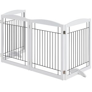 Topeakmart White 4-Panel Pet Gate