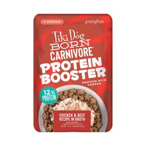 Tiki Dog Born Carnivore Protein Booster Chicken and Beef Recipe in Broth Dog Food Topper
