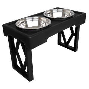 Pet Adobe Black Adjustable Raised Dog Bowl Stand