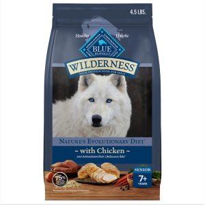 Blue Buffalo Wilderness Natural Ingredients Plus Wholesome Grains, Chicken High-Protein Senior Dry Dog Food