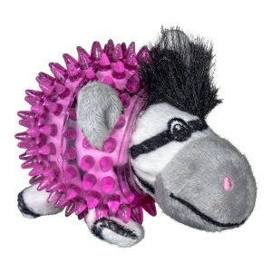 Spunky Pup Lil' Bitty Squeakers, Clear Spiky Squeak Ball Zebra Plush Toy