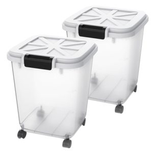 HANAMYA Top Open Pet Food Storage Container with Measuring Cup for Dogs and Cats 2 Pack