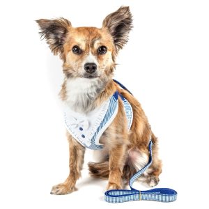 Pet Life Luxe 'Spawling' 2-in-1 Mesh Reversed Adjustable Dog Harness and Leash W/ Fashion Bowtie