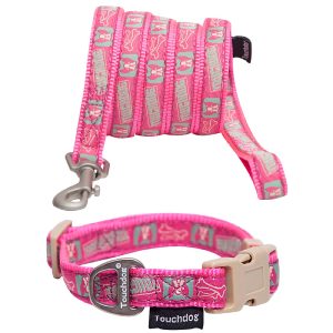 Touchdog 'Caliber' Designer Embroidered Fashion Pet Leash and Collar Combination