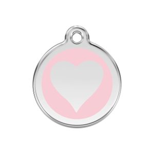 Red Dingo Stainless Steel Enamel Heart Personalized Engraved Pet ID Tag