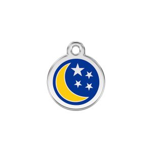 Red Dingo Stainless Steel Enamel Moon Personalized Engraved Pet ID Tag