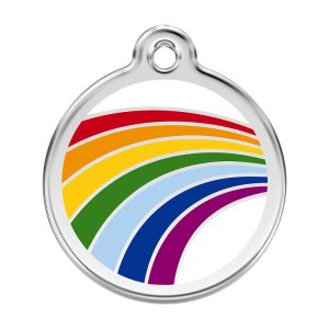 Red Dingo Stainless Steel Enamel Rainbow Personalized Engraved Pet ID Tag