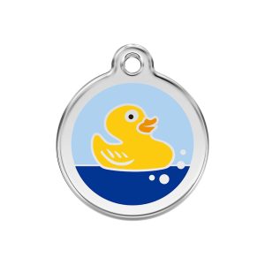 Red Dingo Stainless Steel Enamel Rubber Duck Personalized Engraved Pet ID Tag