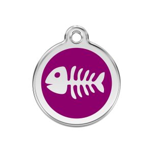 Red Dingo Stainless Steel Enamel Fish Skeleton Personalized Engraved Pet ID Tag