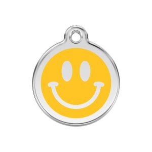 Red Dingo Stainless Steel Enamel Smiley Personalized Engraved Pet ID Tag