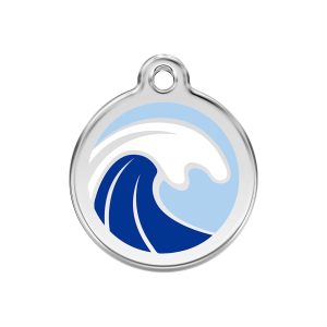 Red Dingo Stainless Steel Enamel Wave Personalized Engraved Pet ID Tag