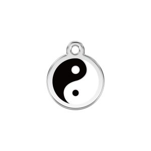 Red Dingo Stainless Steel Enamel Ying Yang Personalized Engraved Pet ID Tag
