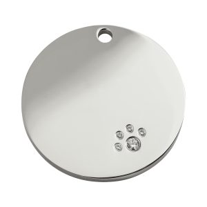 Red Dingo Diamante Polished Stainless Steel Circle Personalized Engraved Pet ID Tag