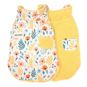 Sniff & Bark Yellow Floral Reversible Fleece Dog Coat