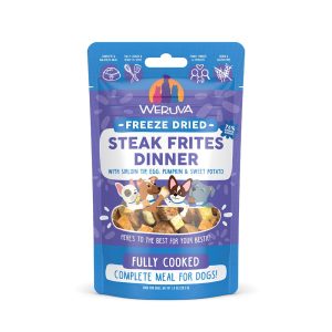 Weruva Freeze Dried Steak Frites Dinner with Gently Cooked Beef Sirloin Tip, Egg, Pumpkin & Sweet Potato Dog Food