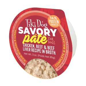 Tiki Dog Savory Pate Chicken, Beef & Beef Liver Wet Dog Food