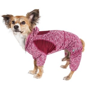 Pet Life Active 'Downward Dog' Heathered Performance 4-Way Stretch Two-Toned Full Body Warm Up Hoodie