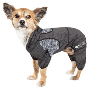 Pet Life Active 'Pawsterity' Heathered Performance 4-Way Stretch Two-Toned Full Bodied Dog Hoodie