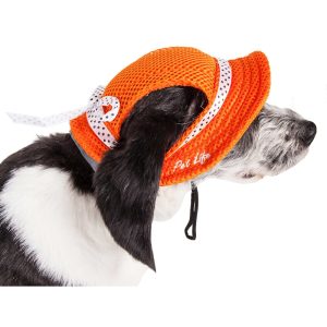 Pet Life 'Sea Spot Sun' UV Protectant Adjustable Fashion Mesh Brimmed Dog Hat Cap
