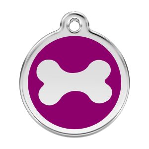 Red Dingo Stainless Steel Enamel Bone Personalized Engraved Pet ID Tag