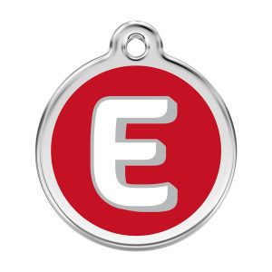 Red Dingo Stainless Steel Enamel Alphabet E Personalized Engraved Pet ID Tag