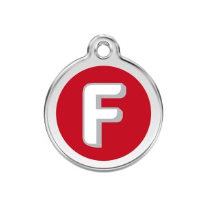 Red Dingo Stainless Steel Enamel Alphabet F Personalized Engraved Pet ID Tag