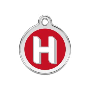 Red Dingo Stainless Steel Enamel Alphabet H Personalized Engraved Pet ID Tag