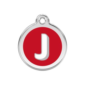 Red Dingo Stainless Steel Enamel Alphabet J Personalized Engraved Pet ID Tag