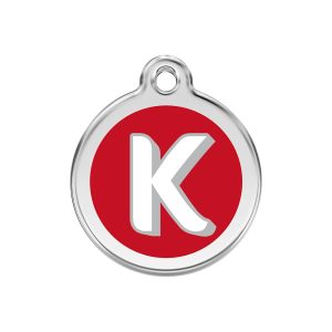 Red Dingo Stainless Steel Enamel Alphabet K Personalized Engraved Pet ID Tag