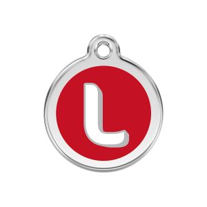Red Dingo Stainless Steel Enamel Alphabet L Personalized Engraved Pet ID Tag