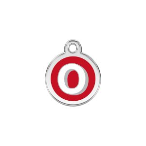 Red Dingo Stainless Steel Enamel Alphabet O Personalized Engraved Pet ID Tag