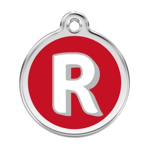 Red Dingo Stainless Steel Enamel Alphabet R Personalized Engraved Pet ID Tag