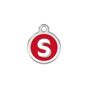 Red Dingo Stainless Steel Enamel Alphabet S Personalized Engraved Pet ID Tag